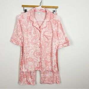 Miss Elaine Short Sleeve & Capri Pajama Set Pink / Orange Size Small